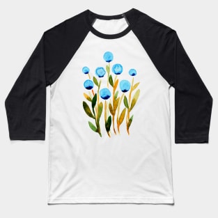 Simple watercolor flowers - green and blue Baseball T-Shirt